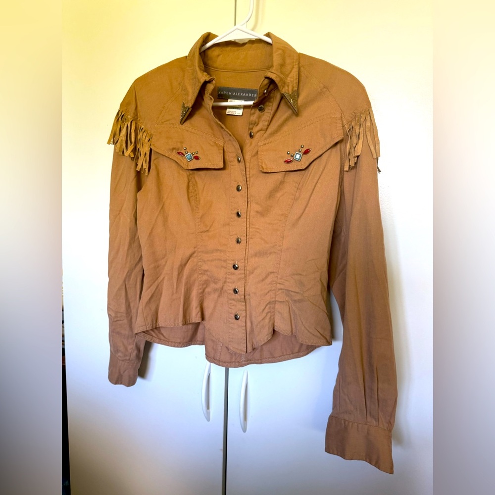 Vintage western shirt with silver and stone accents.   Halloween.  Theater. Y2K